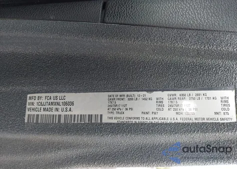 2022 Jeep Gladiator Sport S 4X4 from USA, damaged, VIN 1C6JJTAMXNL106036